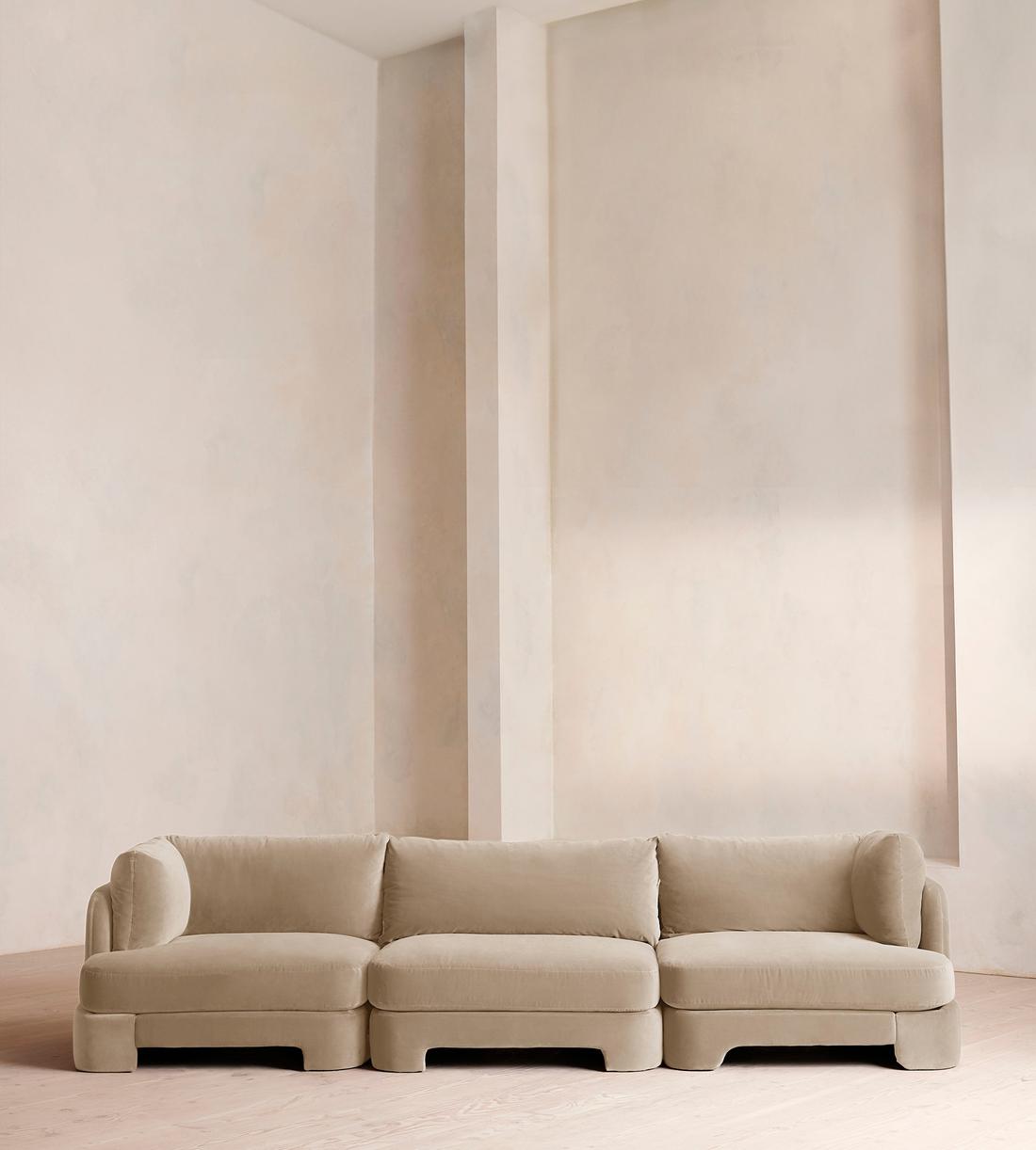 Odell Deeper Sit Modular Sofa - Four Seater - Velvet - Oyster - UK - Listing - Image 1