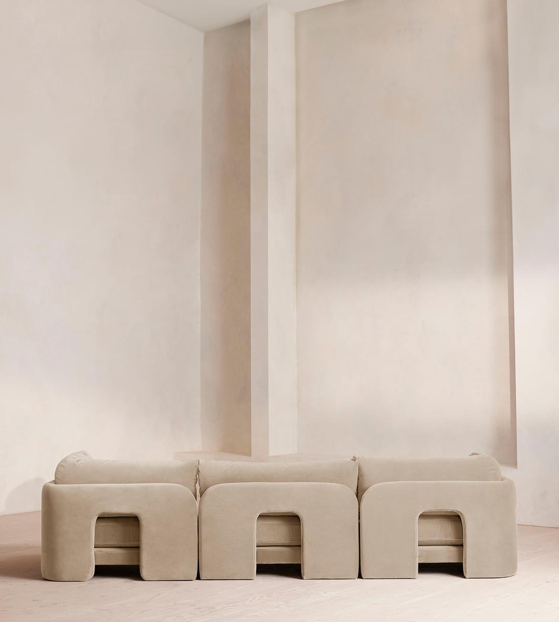 Odell Deeper Sit Sectional Sofa - Four Seater - Velvet - Oyster - US - Images - Image 4