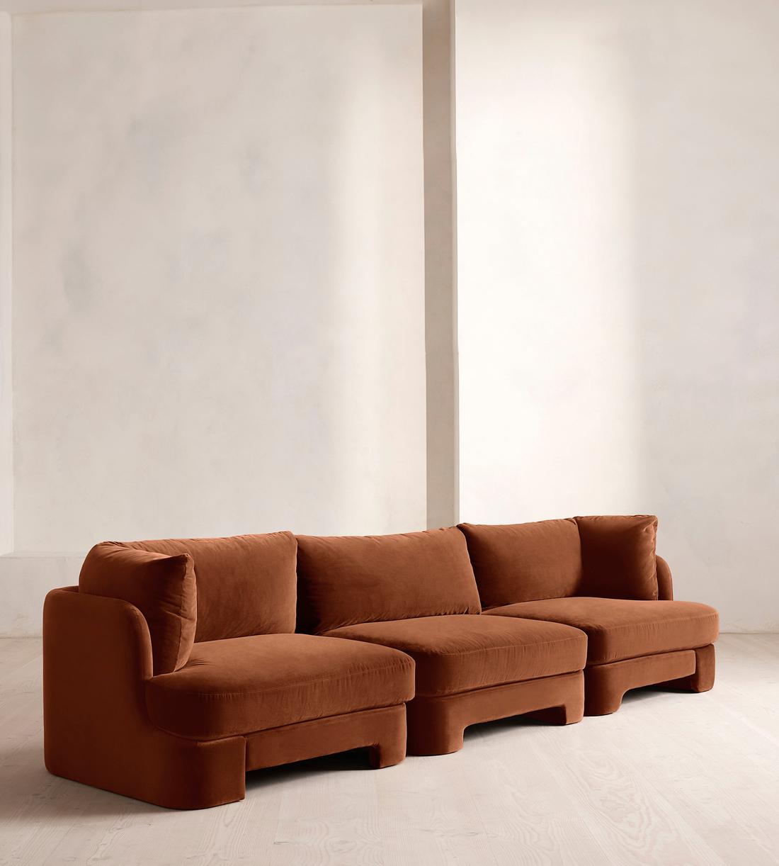 Odell Modular Sofa - Four Seater - Velvet - Cinnamon - UK - Listing - Image 2