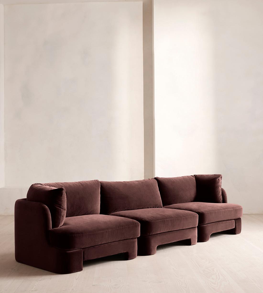 Odell Modular Sofa - Four Seater - Velvet - Aubergine - UK - Listing - Image 2