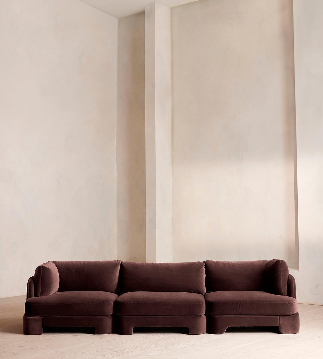 Odell Deeper Sit Modular Sofa - Four Seater - Velvet - Aubergine - UK - Listing - Image 1