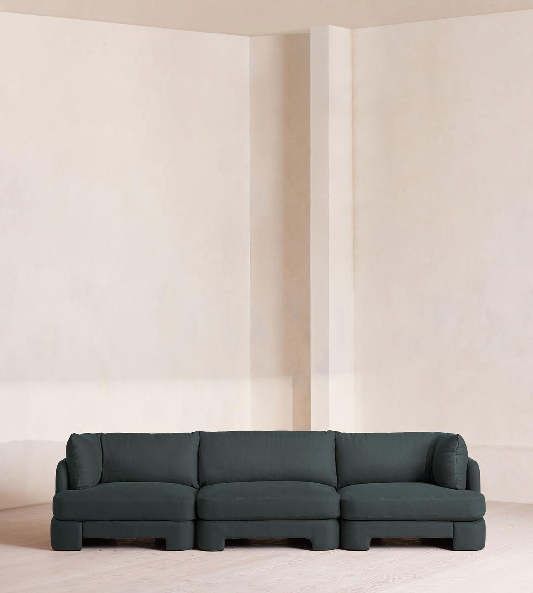 Odell Modular Sofa - Four Seater - Linen - Prussian Blue - Listing - Image 1