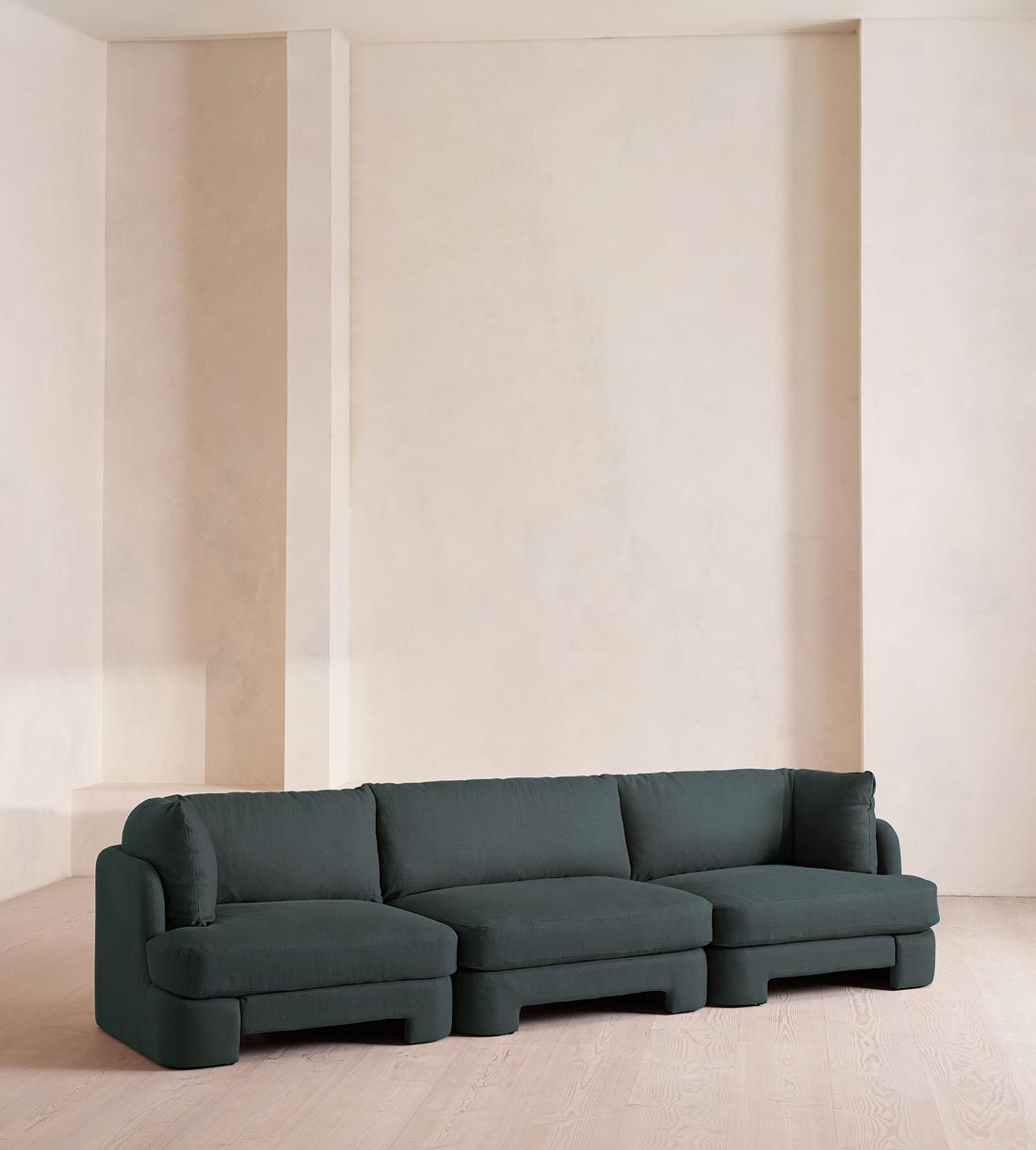 Odell Modular Sofa - Four Seater - Linen - Prussian Blue - Listing - Image 2
