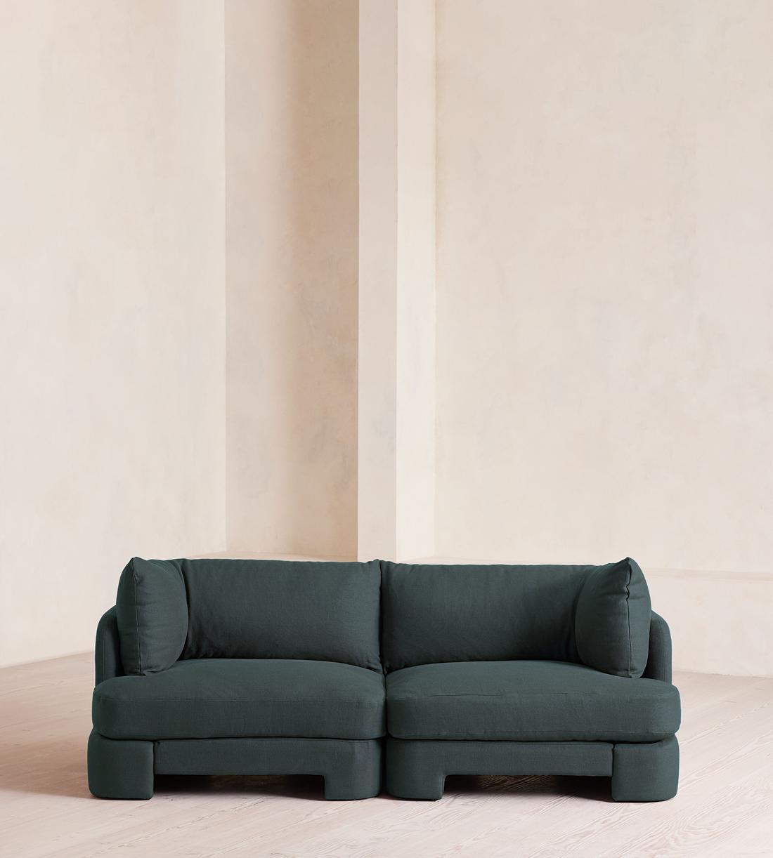 Odell Modular Sofa - Three Seater - Linen - Prussian Blue - Listing - Image 1