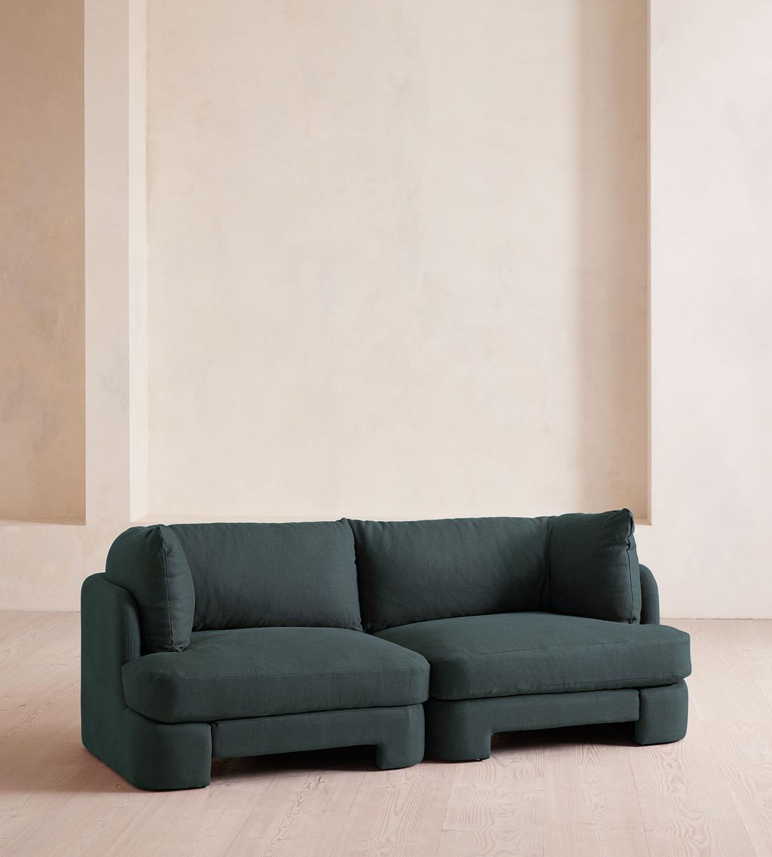 Odell Modular Sofa - Three Seater - Linen - Prussian Blue - Listing - Image 2