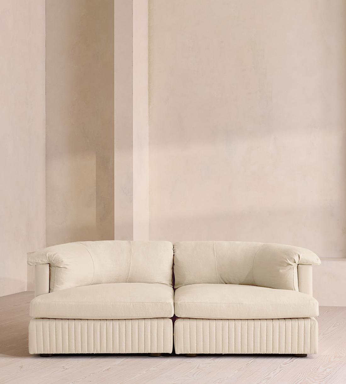 Oona Deep Sit Modular Sofa - Three Seater - Linen - Bisque - UK - Listing - Image 1
