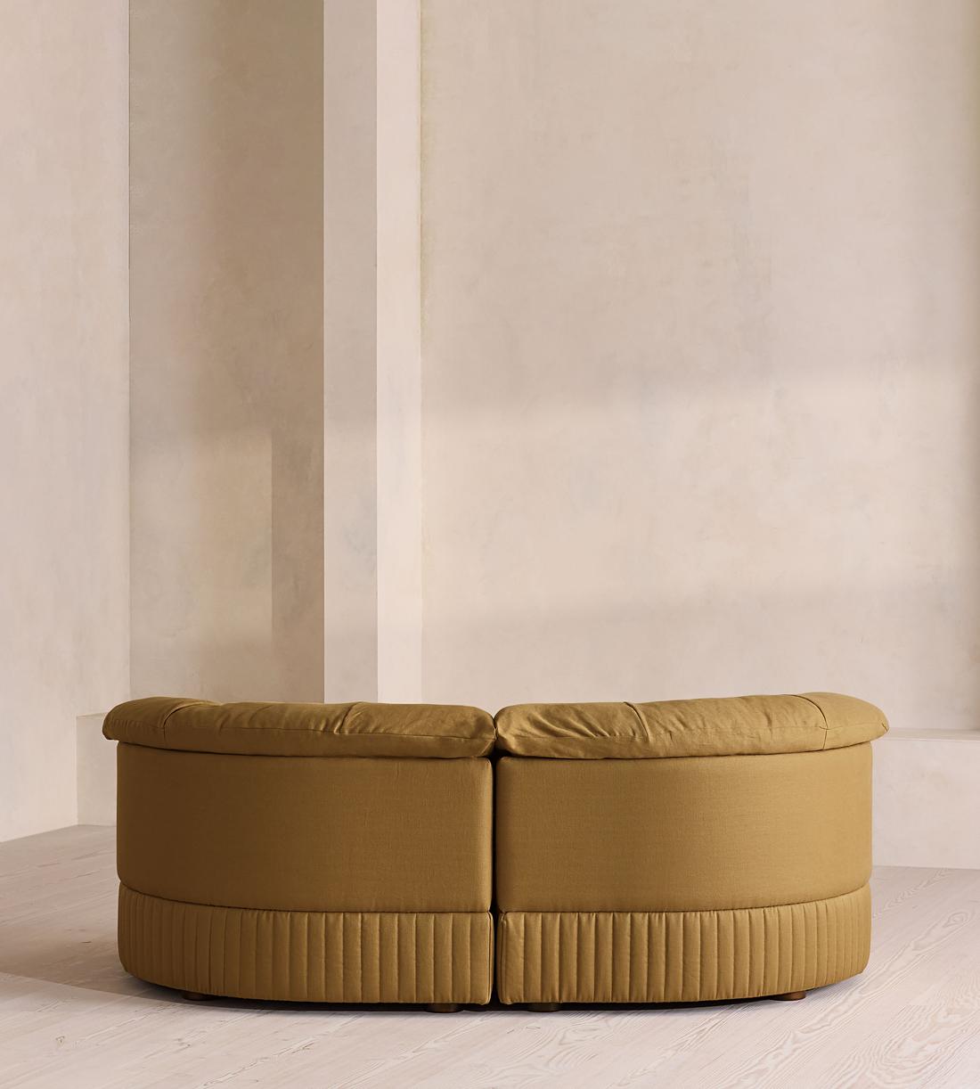 Oona Deep Sit Modular Sofa - Three Seater - Linen - Ochre - UK - Images - Image 4