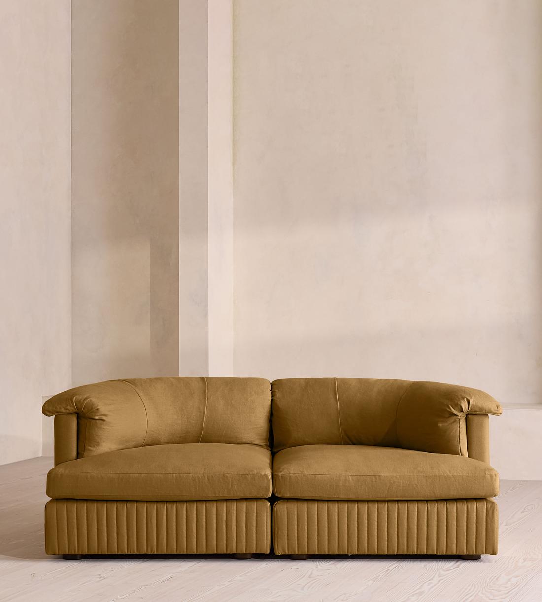 Oona Sectional Sofa - Three Seater - Linen - Ochre - US - Listing - Image 1