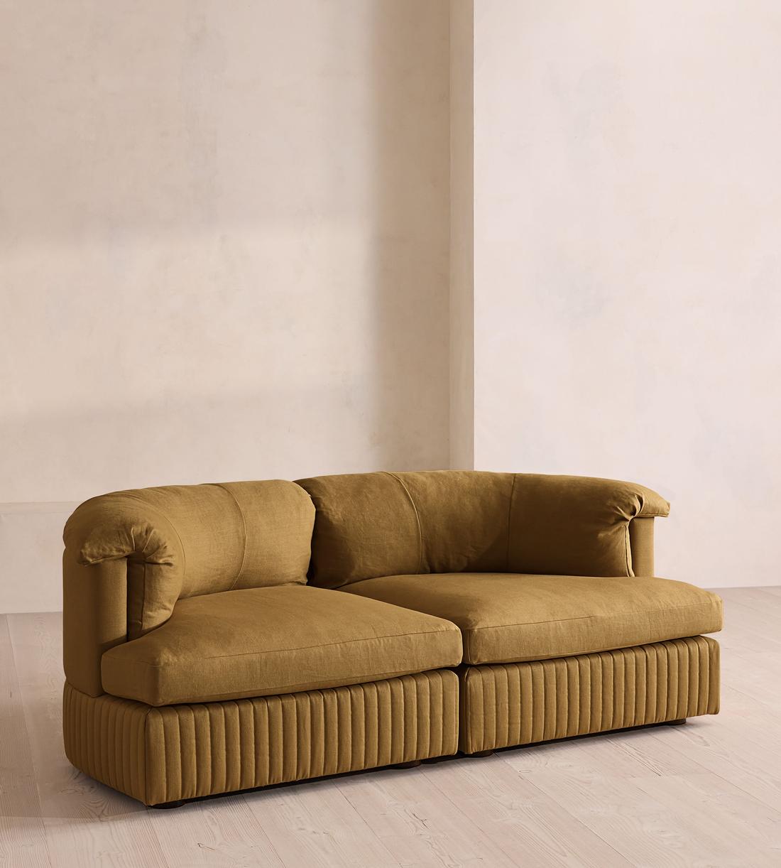 Oona Sectional Sofa - Three Seater - Linen - Ochre - US - Listing - Image 2