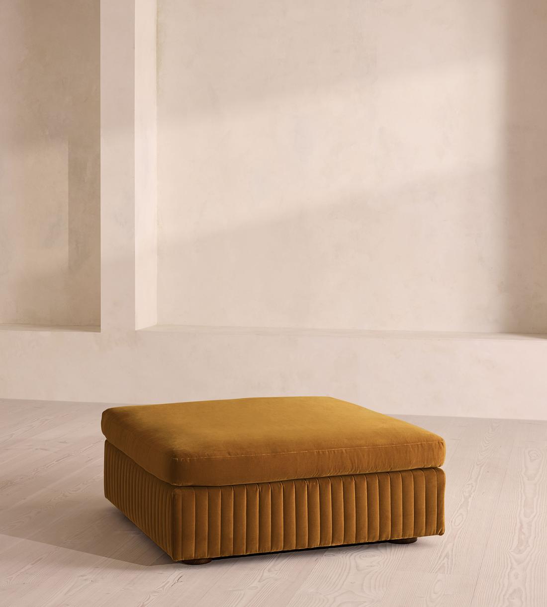 Oona Ottoman - Mustard Velvet - US - Listing - Image 1