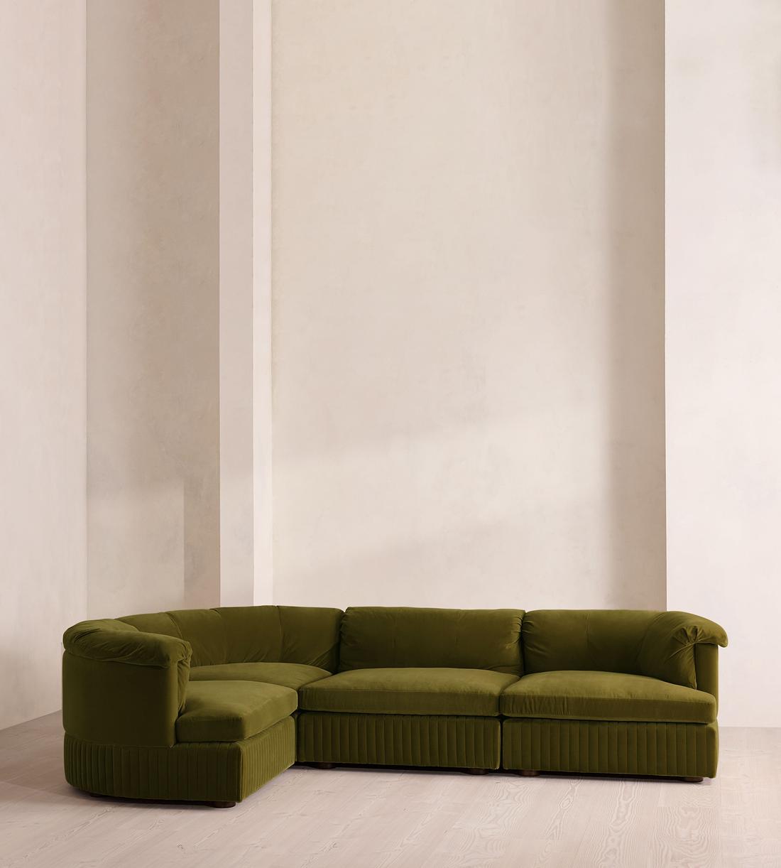 Oona Sectional Sofa - L-Shape Sofa - Velvet Olive - US - Listing - Image 2