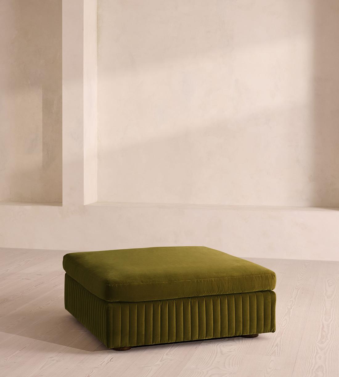 Oona Ottoman - Olive Velvet - US - Listing - Image 1