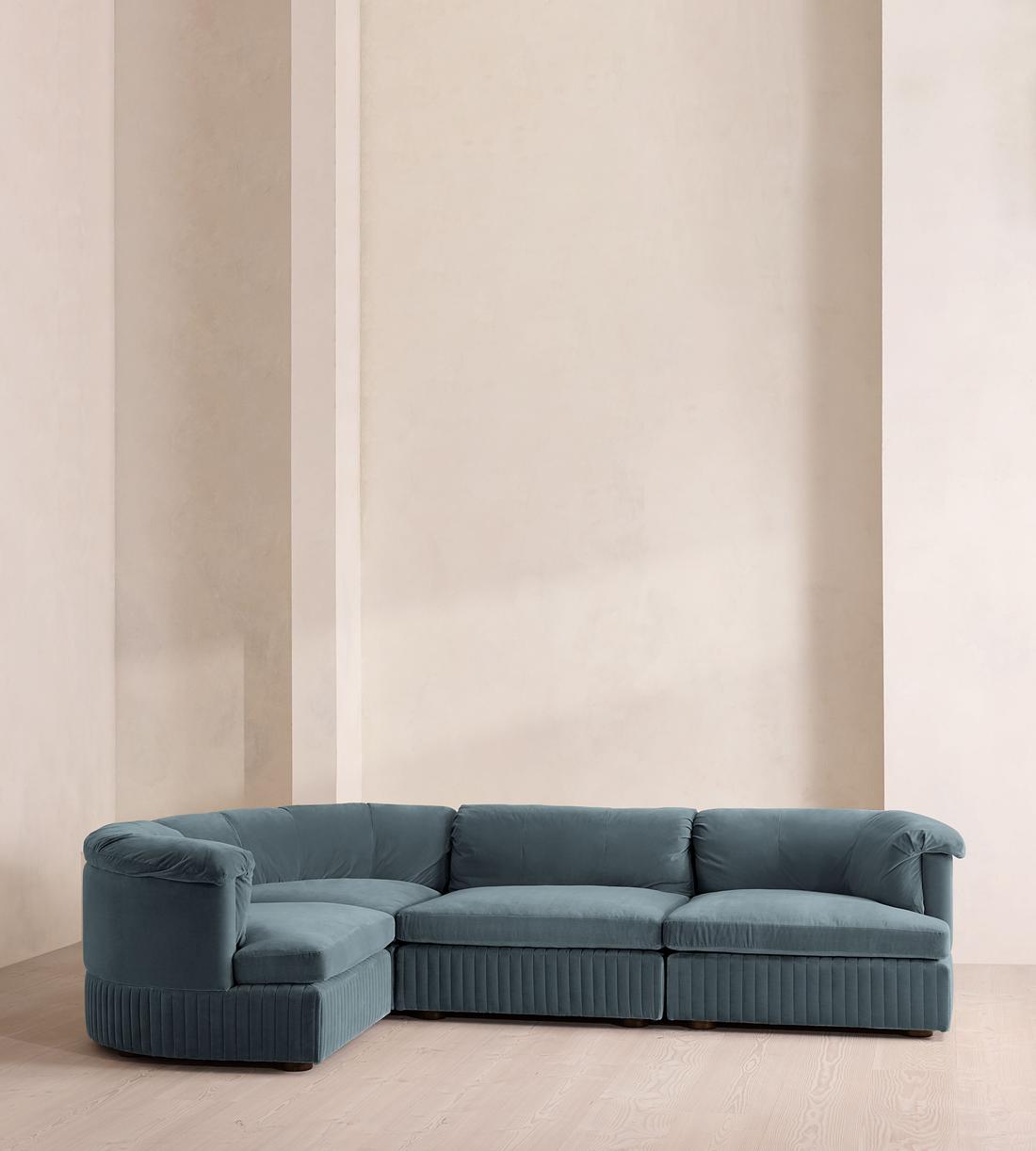 Oona Sectional Sofa - L-Shape Sofa - Velvet Grey Blue - US - Listing - Image 2