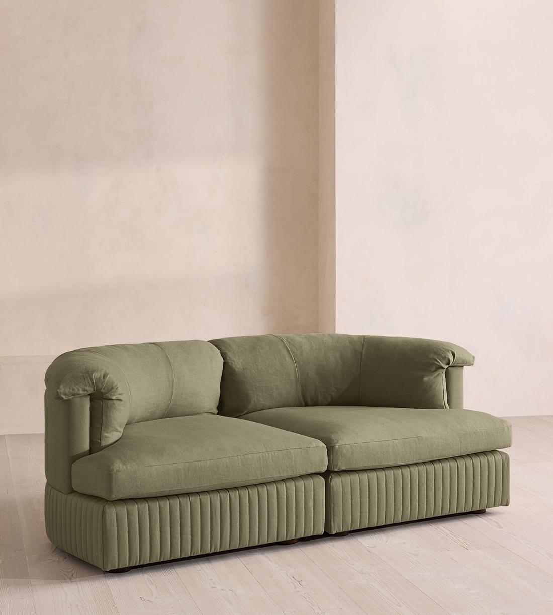 Oona Sectional Sofa - Three Seater - Linen - Sage - US - Listing - Image 2