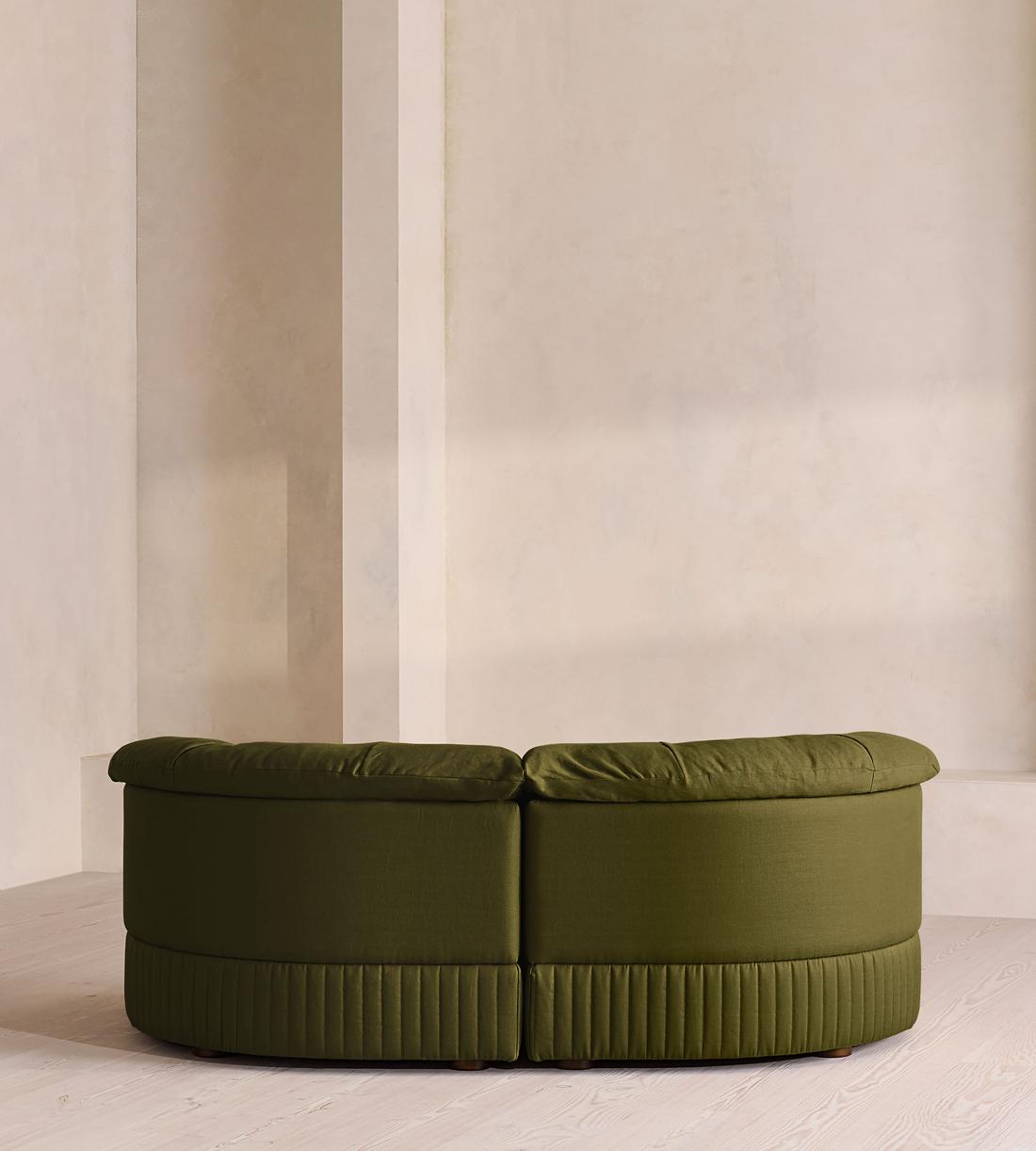 Oona Deep Sit Modular Sofa - Three Seater - Linen - Olive - UK - Images - Image 4
