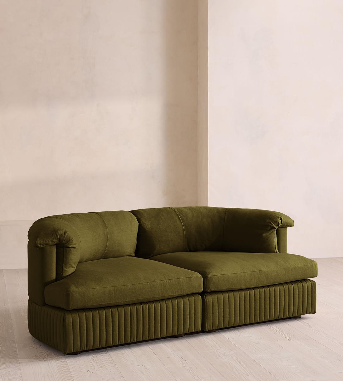 Oona Sectional Sofa - Three Seater - Linen - Olive - US - Listing - Image 2