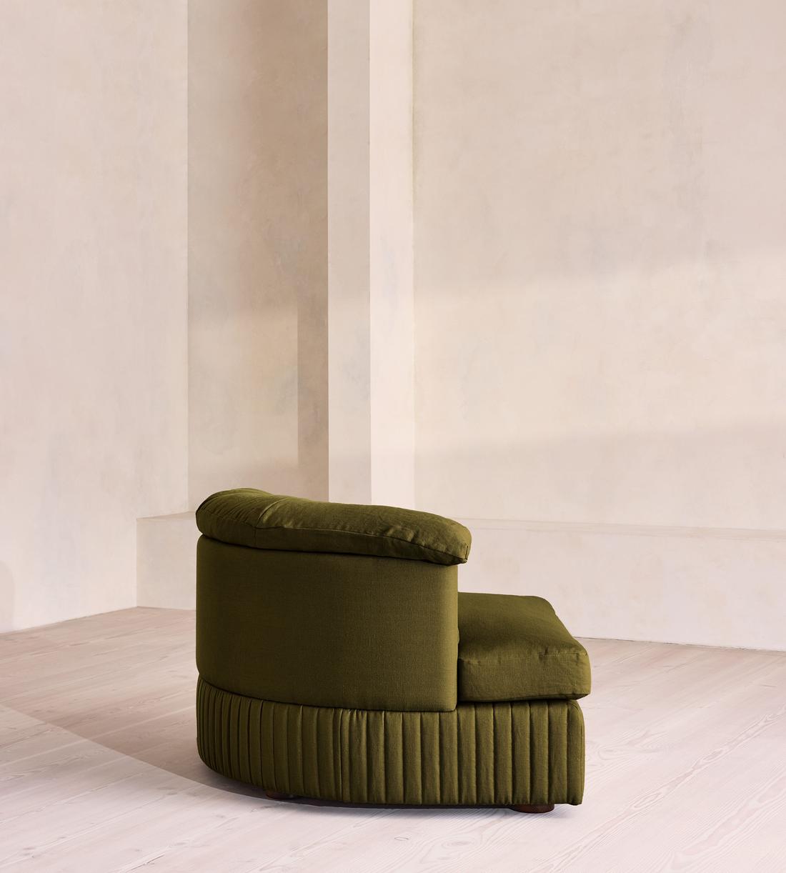 Oona Modular Sofa - Left Arm Module - Linen - Olive - UK - Image 3