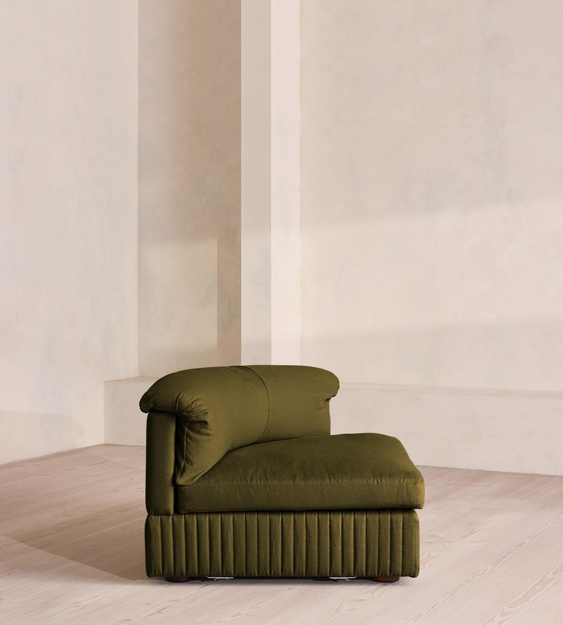 Oona Modular Sofa - Left Arm Module - Linen - Olive - UK - Image 5