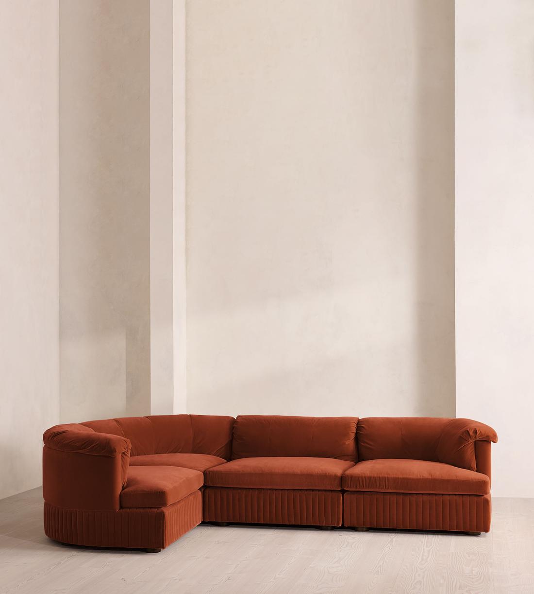 Oona Sectional Sofa - L-Shape Sofa - Velvet Rust - US - Listing - Image 2
