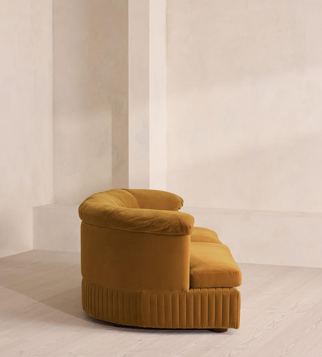 Oona Sectional Sofa - Three Seater - Velvet Mustard - US - Images - Image 3