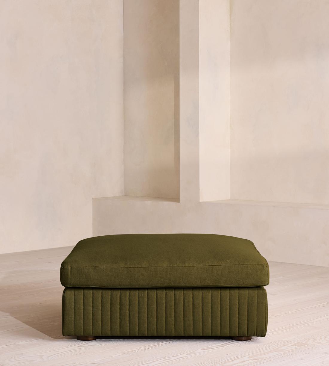 Oona Ottoman - Linen - Olive - UK - Listing - Image 2