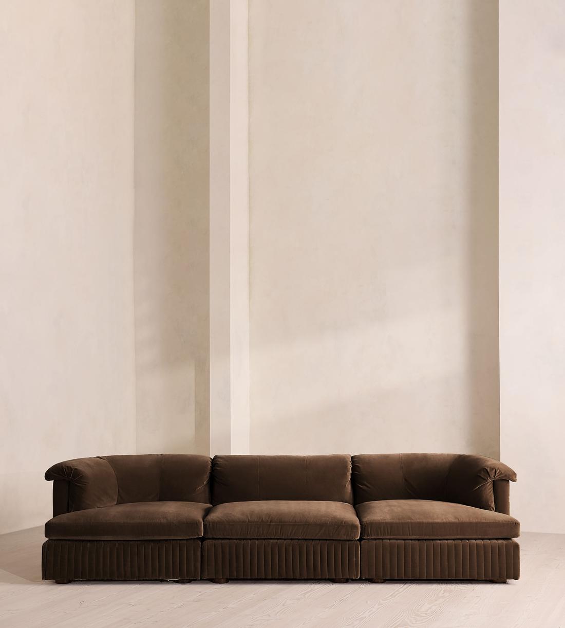 Oona Sectional Sofa - Four Seater - Velvet - Chocolate - US - Listing - Image 1