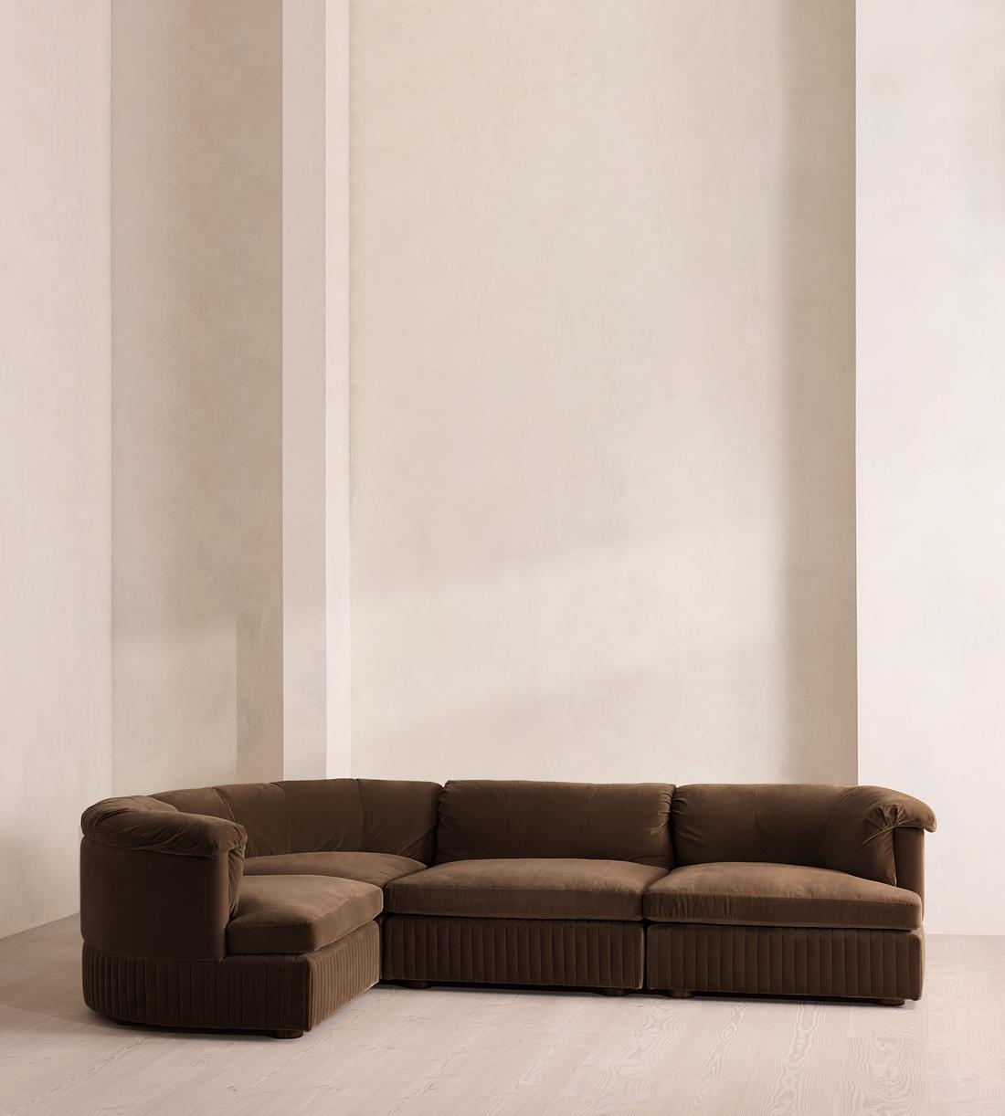 Oona Sectional Sofa - L-Shape Sofa - Velvet - Chocolate - US - Listing - Image 2