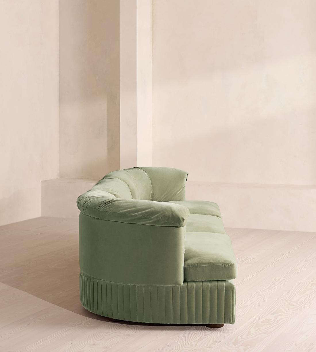 Oona Deep Sit Sectional Sofa - Four Seater - Velvet - Seafoam - US - Images - Image 3