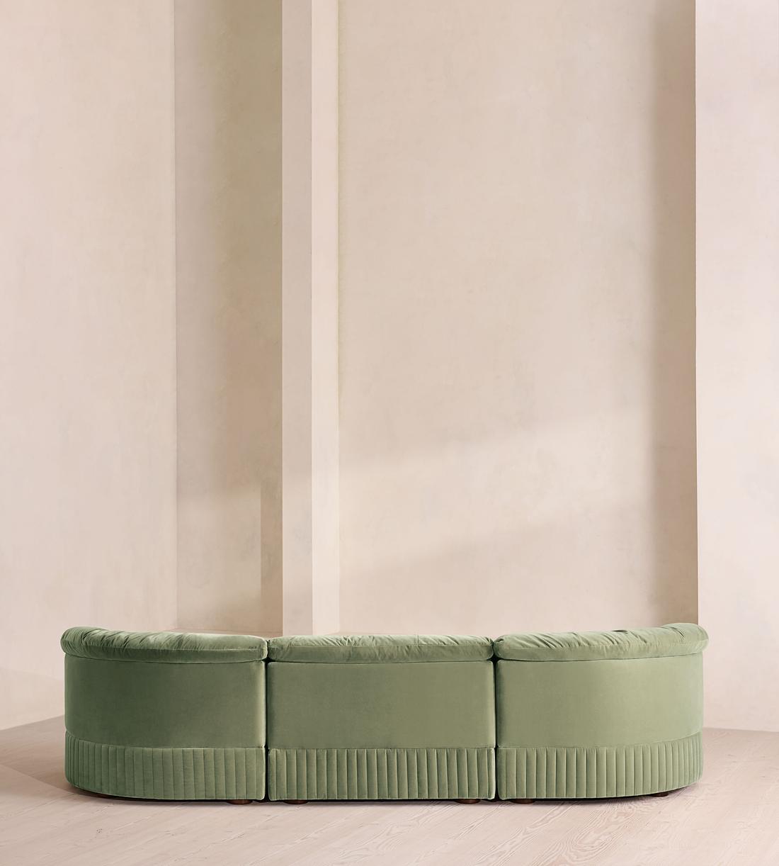 Oona Deep Sit Sectional Sofa - Four Seater - Velvet - Seafoam - US - Images - Image 4