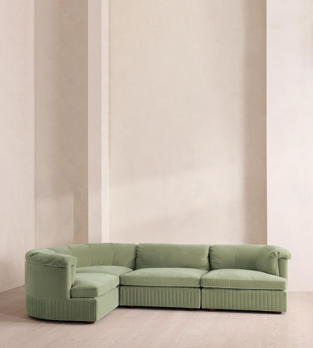 Oona Modular Sofa - L-Shape Sofa - Velvet - Seafoam - UK - Listing - Image 2