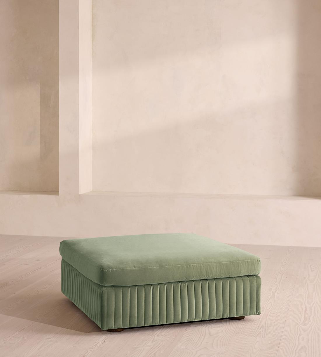 Oona Ottoman - Velvet - Seafoam - UK - Listing - Image 1