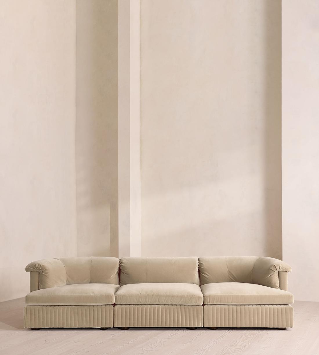 Oona Deep Sit Sectional Sofa - Four Seater - Velvet - Oyster - US - Listing - Image 1