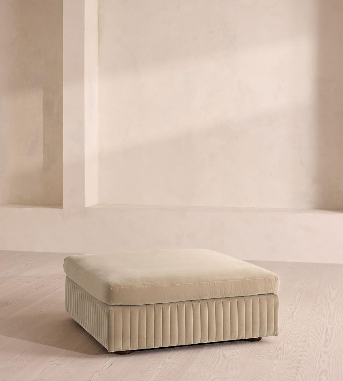 Oona Ottoman - Velvet - Oyster - US - Listing - Image 1