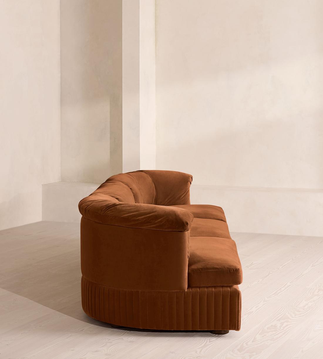 Oona Deep Sit Sectional Sofa - Four Seater - Velvet - Cinnamon - US - Images - Image 3