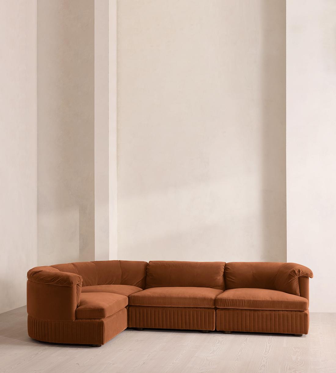 Oona Deep Sit Sectional Sofa - L-Shape Sofa - Velvet - Cinnamon - US - Listing - Image 2