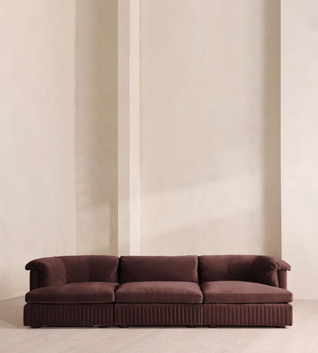 Oona Deep Sit Sectional Sofa - Four Seater - Velvet - Aubergine - US - Listing - Image 1