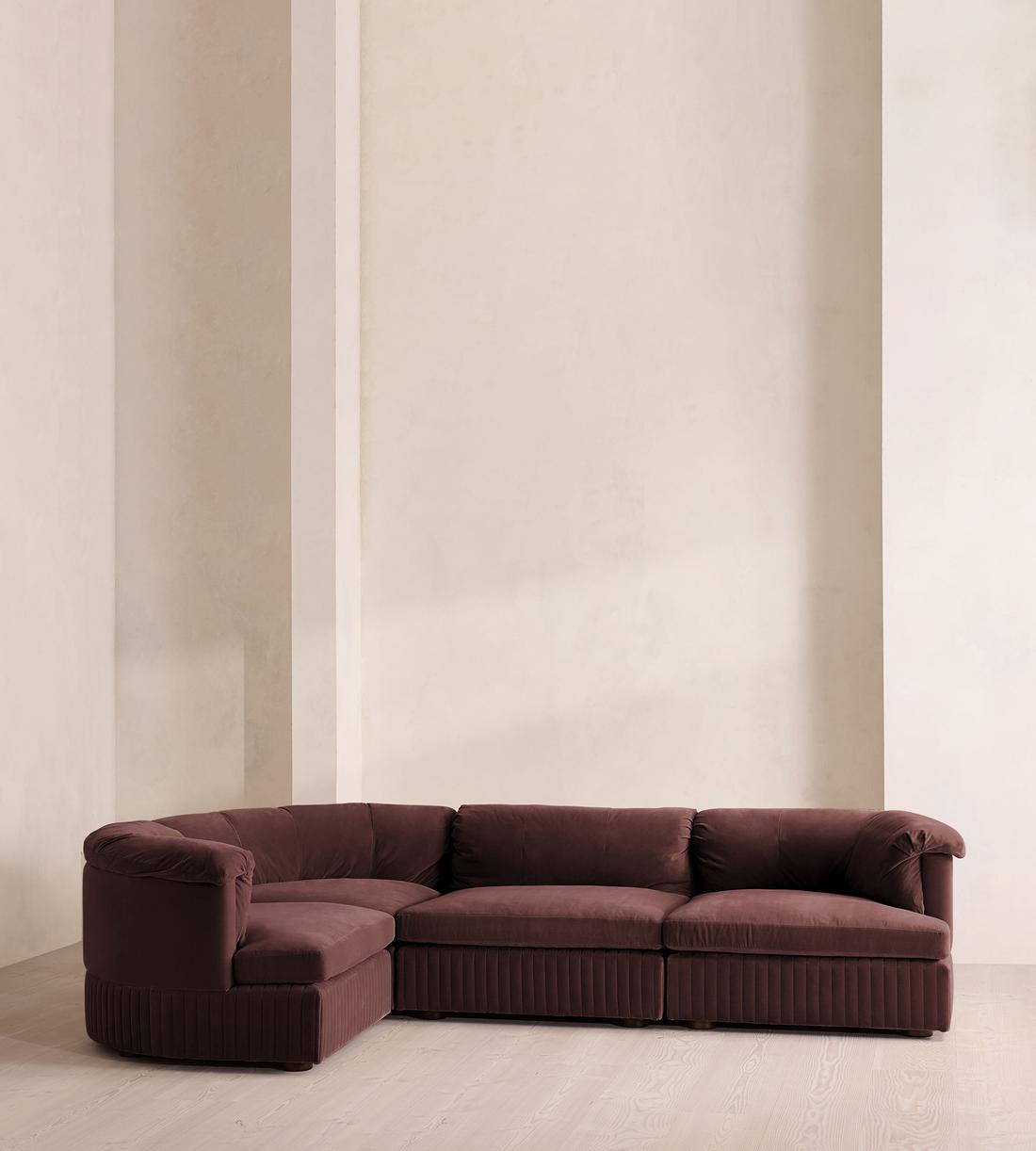 Oona Deep Sit Sectional Sofa - L-Shape Sofa - Velvet - Aubergine - US - Listing - Image 2