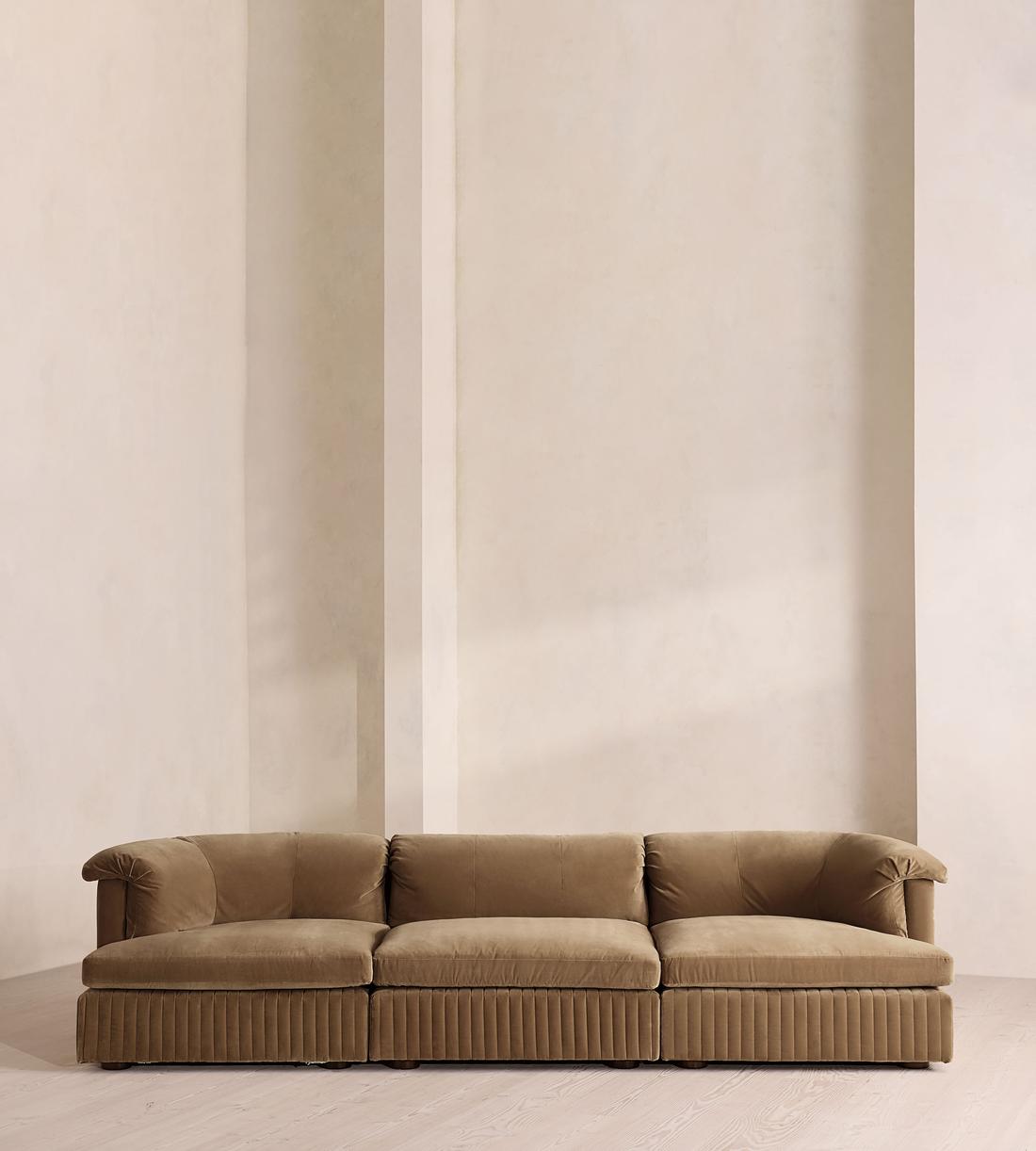 Oona Deep Sit Sectional Sofa - Four Seater - Velvet - Truffle - US - Listing - Image 1