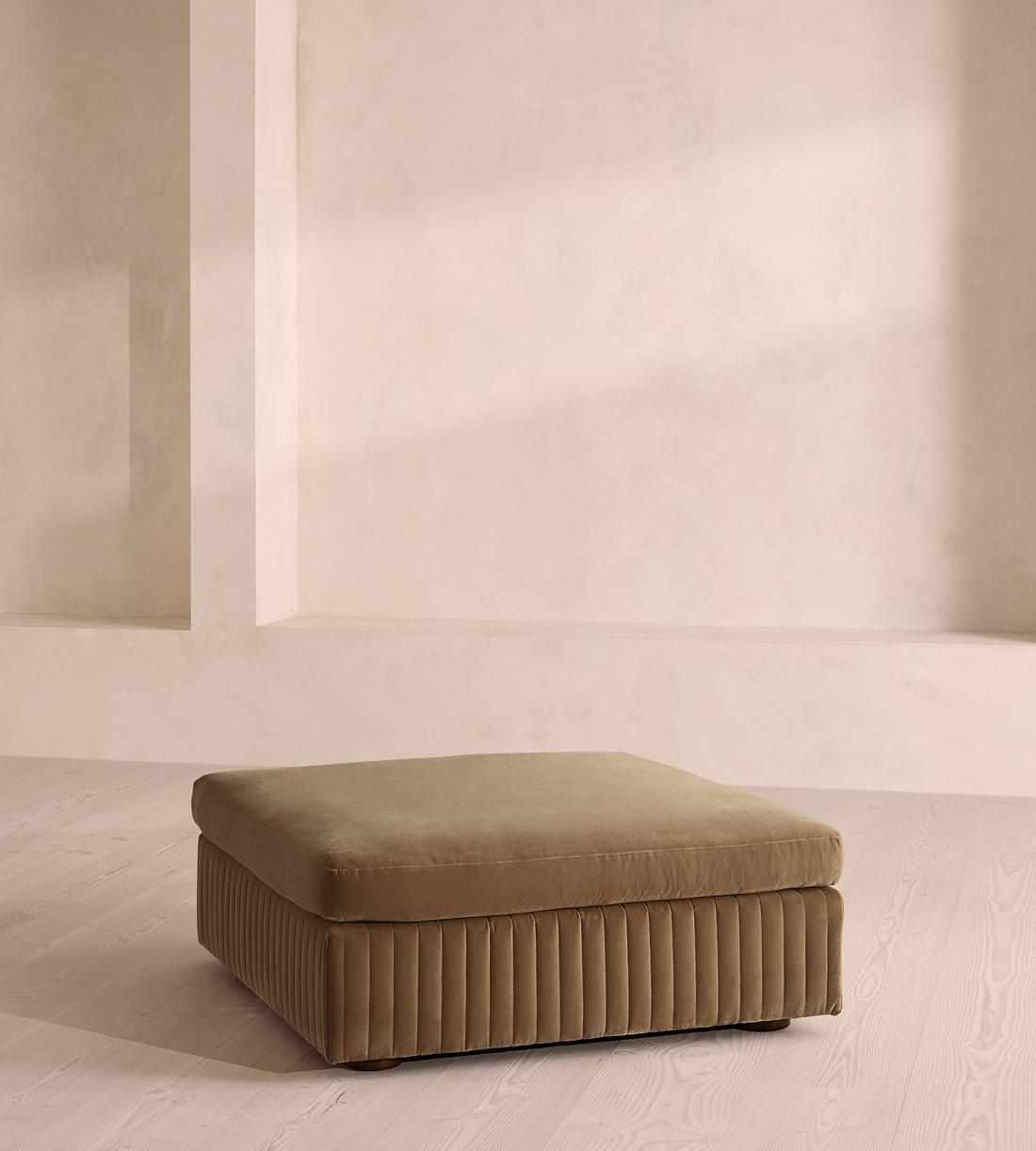 Oona Ottoman - Velvet - Truffle - UK - Listing - Image 1