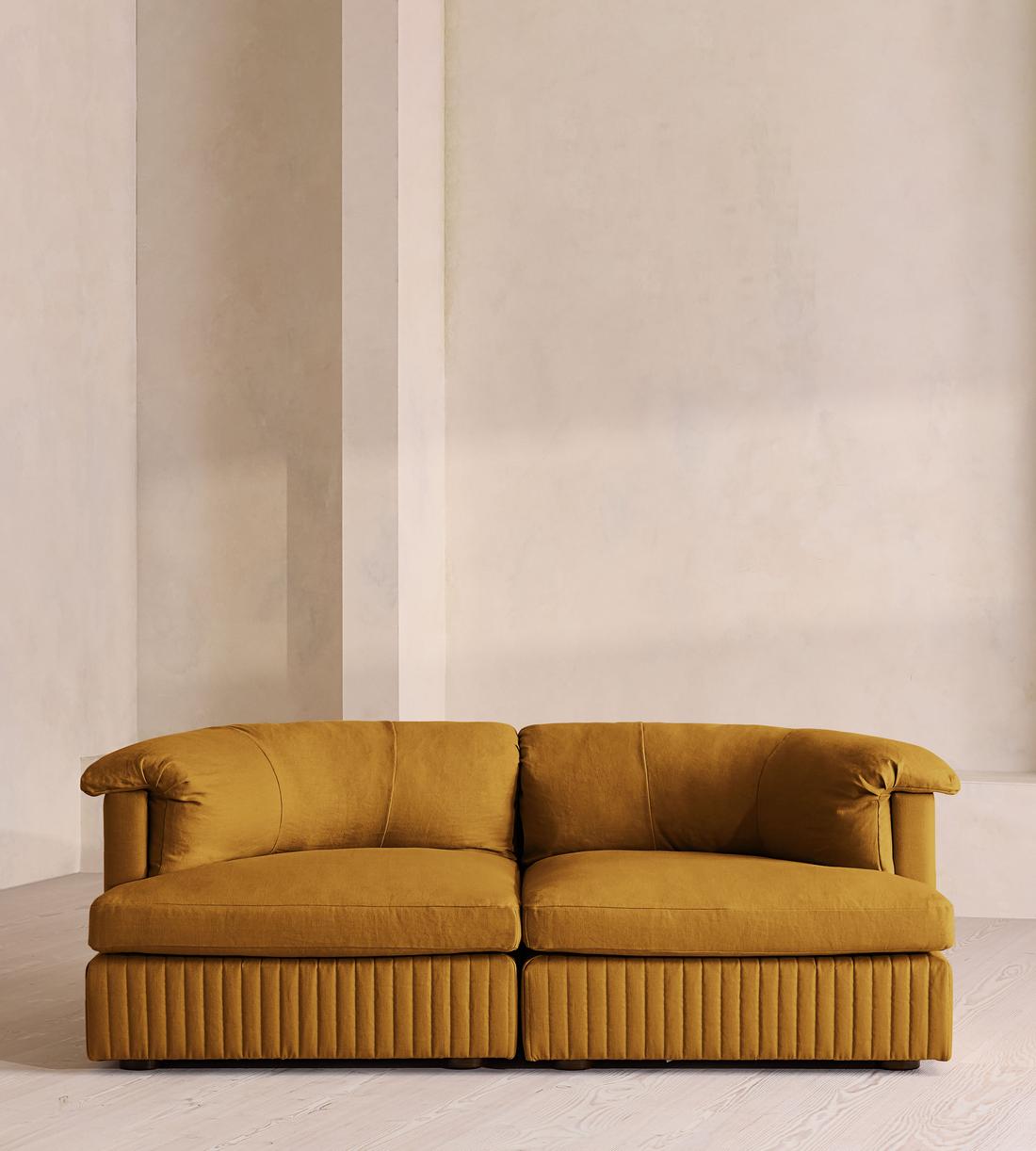 Oona Deep Sit Modular Sofa - Three Seater - Linen - Turmeric - UK - Listing - Image 1