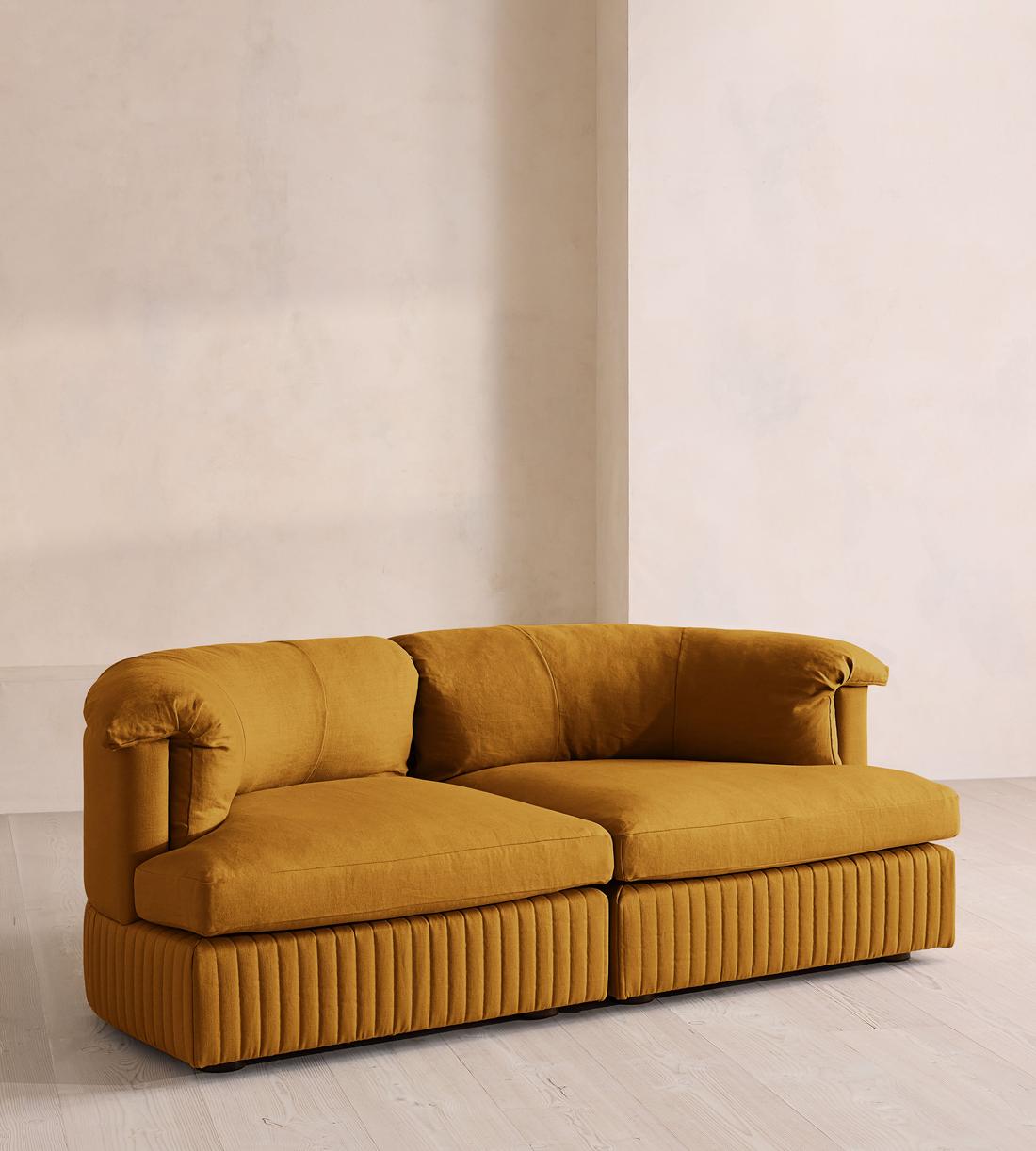 Oona Sectional Sofa - Three Seater - Linen - Turmeric - US - Listing - Image 2