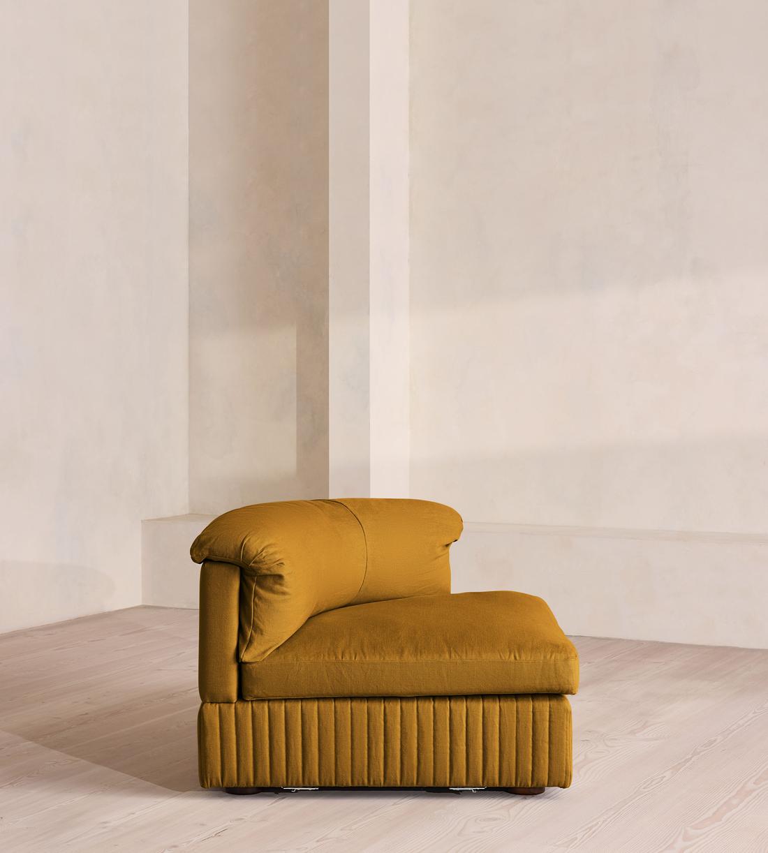 Oona Deep Sit Modular Sofa - Left Arm Module - Linen - Turmeric - UK - Image 5