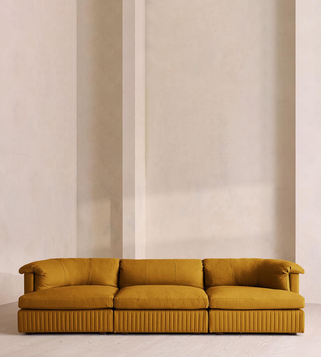 Oona Sectional Sofa - Four Seater - Linen - Turmeric - US - Listing - Image 1