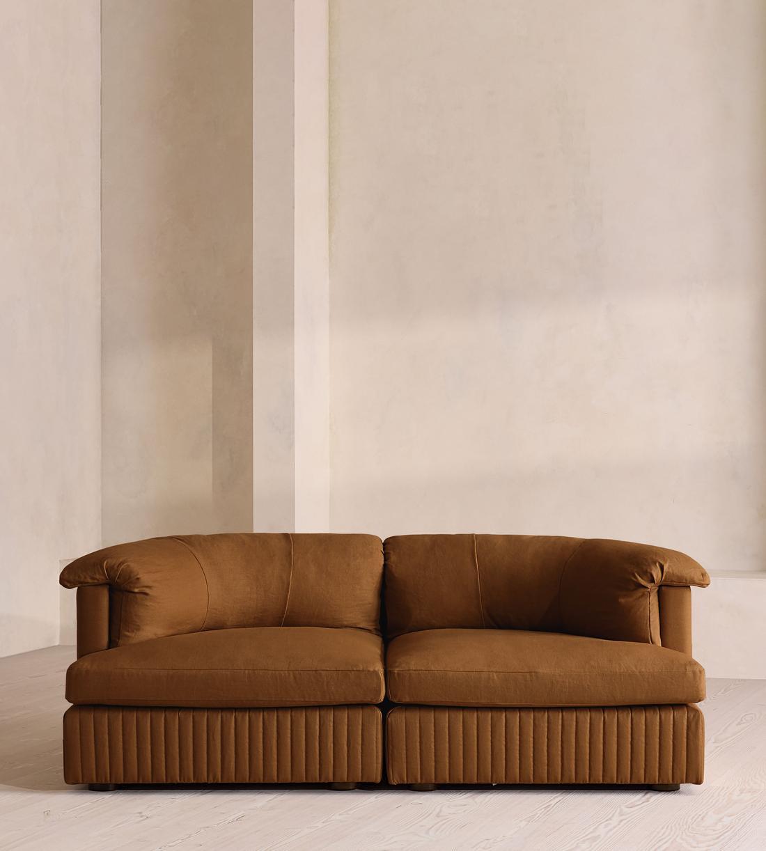 Oona Sectional Sofa - Three Seater - Linen - Terracotta - US - Listing - Image 1