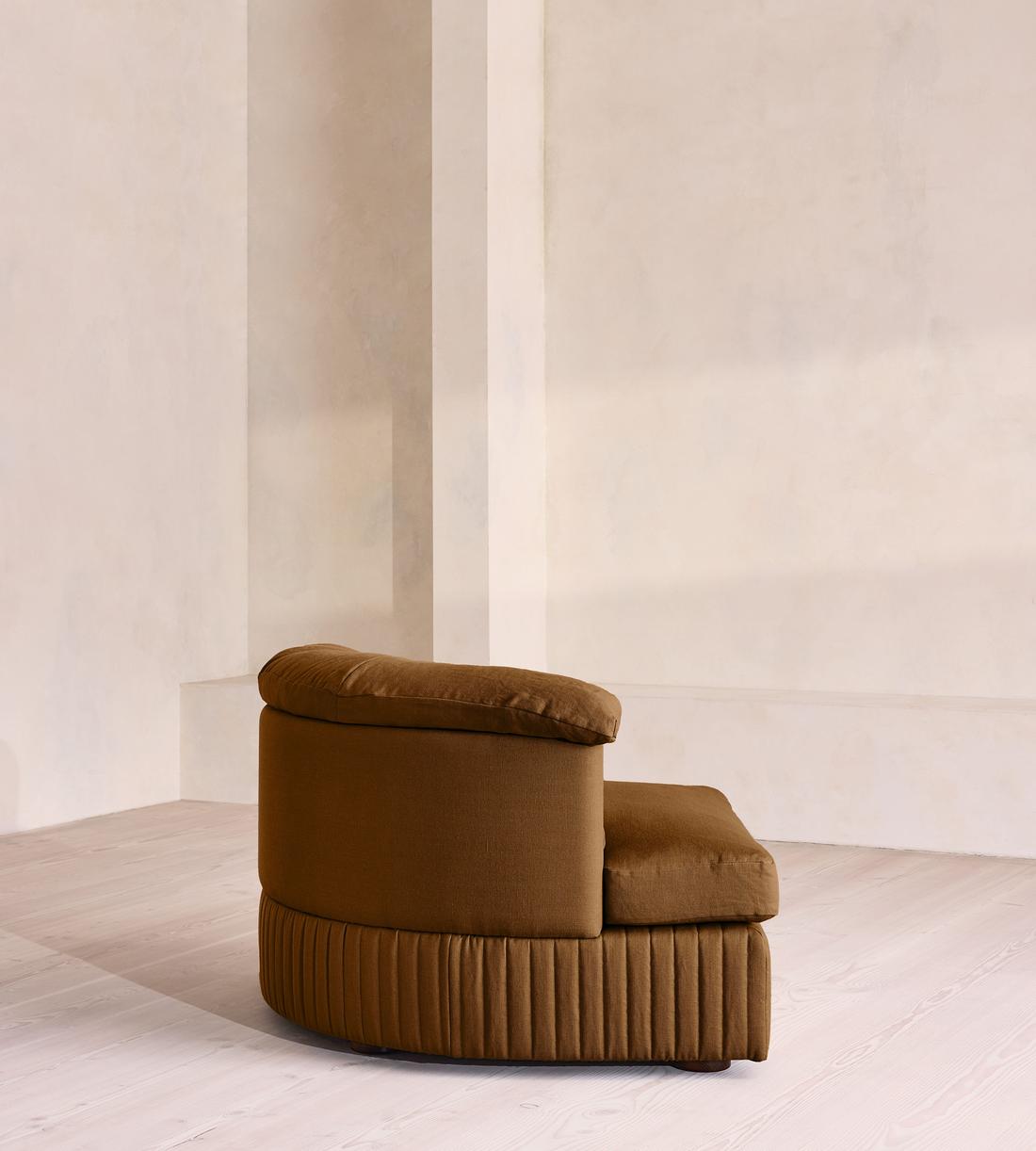 Oona Deep Sit Modular Sofa - Left Arm Module - Linen - Terracotta - UK - Image 3