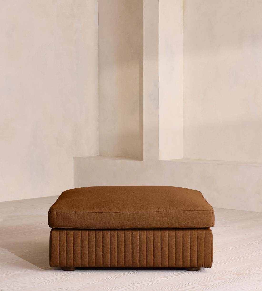 Oona Ottoman - Linen - Terracotta - UK - Listing - Image 2
