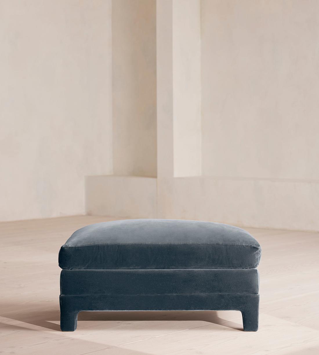Ashford Ottoman - Velvet - Grey Blue - Listing - Image 2