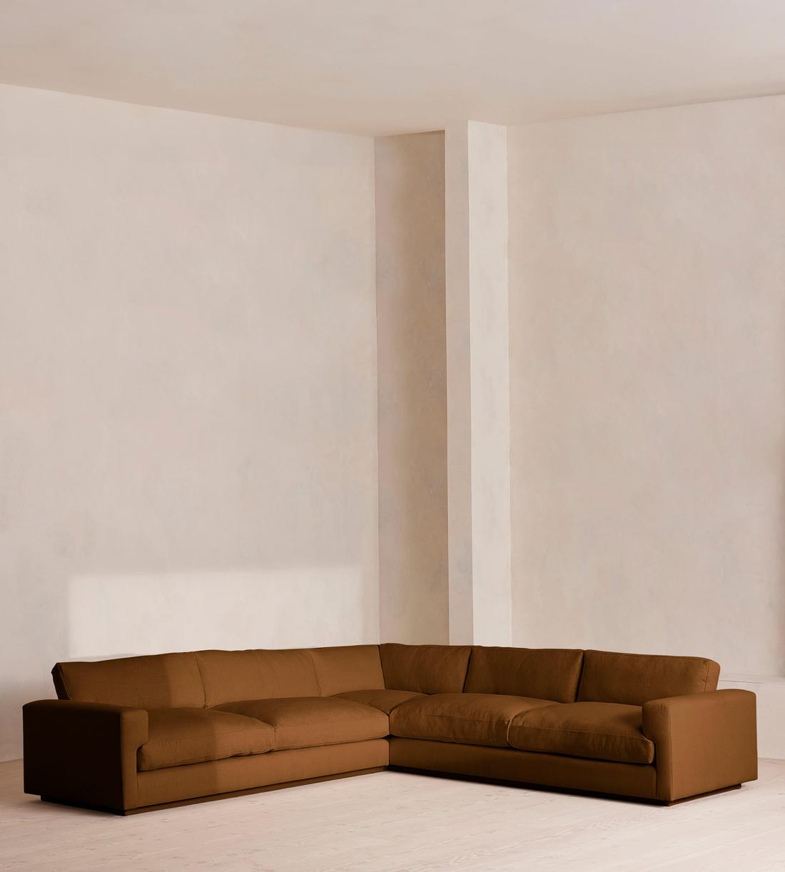 Mossley Corner Sofa - Linen - Terracotta - UK - Listing - Image 2