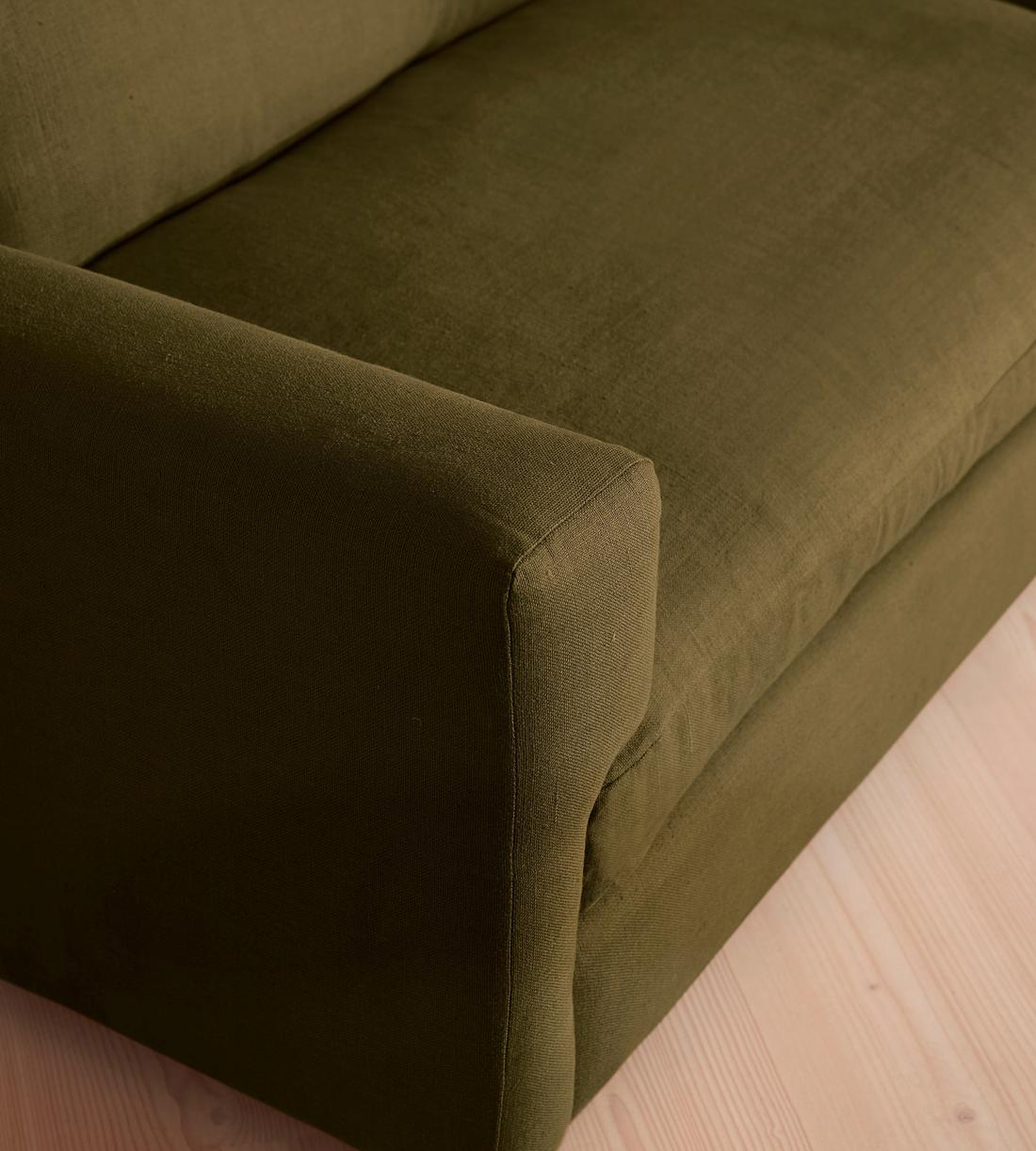 Mossley Four Seater Sofa - Linen - Olive - Images - Image 5