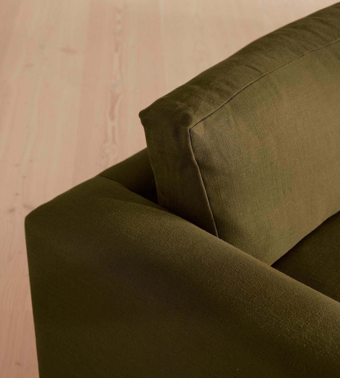Mossley Four Seater Sofa - Linen - Olive - Images - Image 6